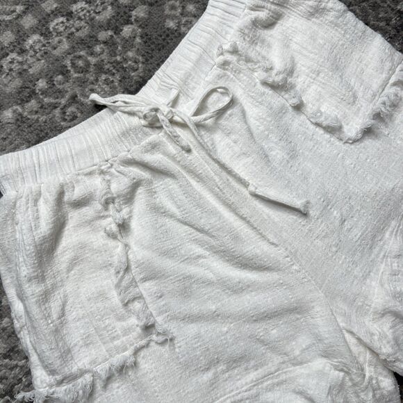 GiGio Plus Crinkle Distressed Pull On Shorts Size XL White Lined Drawstring - Picture 2 of 11